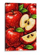 Ilustração de maçãs vermelhas vibrantes com folhas e fatias - Vicky Hanggara | Cuadro decorativo de Canvas Lab