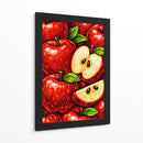 Ilustração de maçãs vermelhas vibrantes com folhas e fatias - Vicky Hanggara | Cuadro decorativo de Canvas Lab