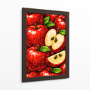 Ilustração de maçãs vermelhas vibrantes com folhas e fatias - Vicky Hanggara | Cuadro decorativo de Canvas Lab