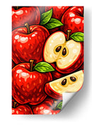 Ilustração de maçãs vermelhas vibrantes com folhas e fatias - Vicky Hanggara | Cuadro decorativo de Canvas Lab