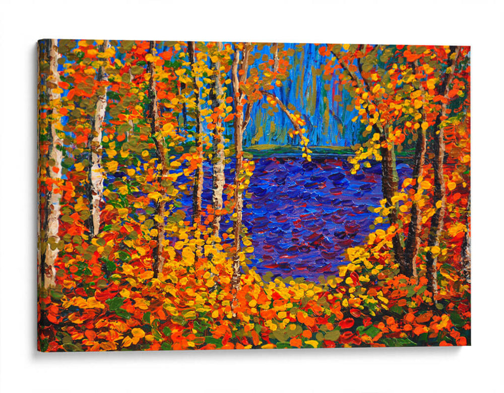 Bosque y lago a pinceladas | Cuadro decorativo de Canvas Lab