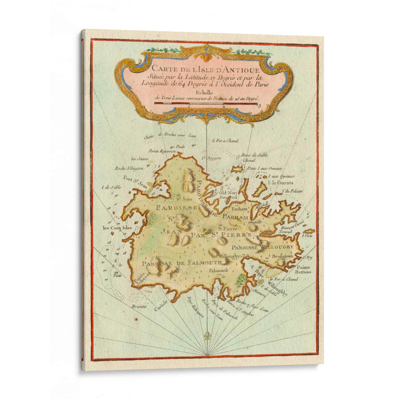 Mapa Petite De La Isla De Antigua | Cuadro decorativo de Canvas Lab