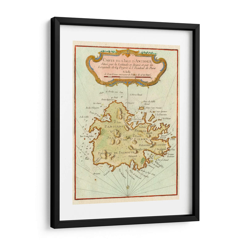 Mapa Petite De La Isla De Antigua | Cuadro decorativo de Canvas Lab