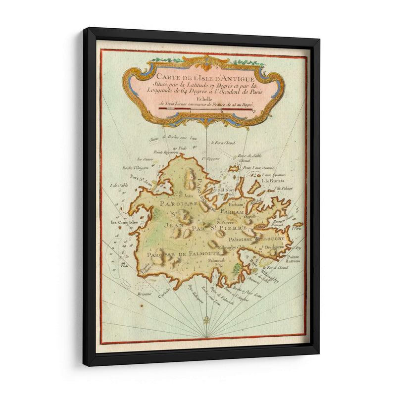 Mapa Petite De La Isla De Antigua | Cuadro decorativo de Canvas Lab