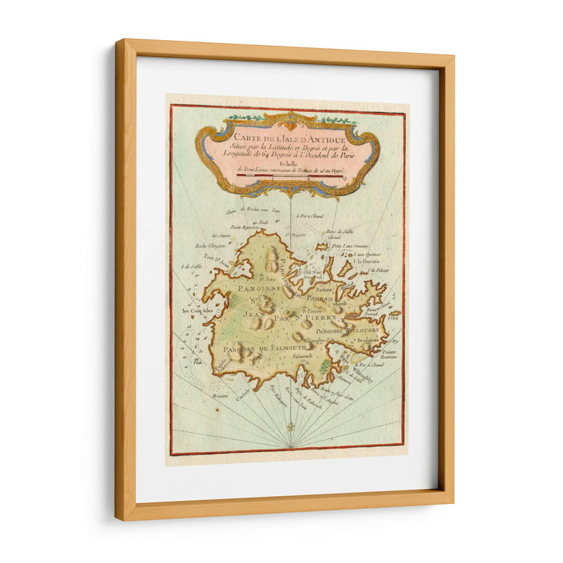 Mapa Petite De La Isla De Antigua | Cuadro decorativo de Canvas Lab