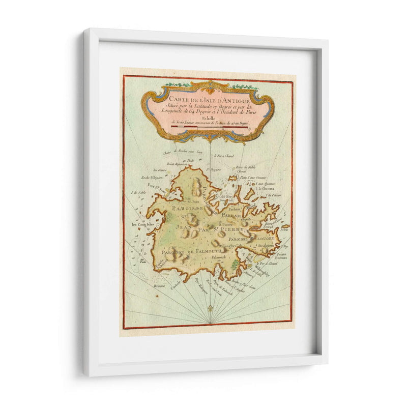 Mapa Petite De La Isla De Antigua | Cuadro decorativo de Canvas Lab