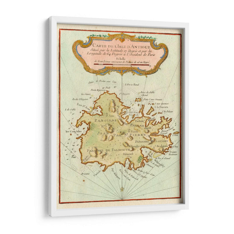 Mapa Petite De La Isla De Antigua | Cuadro decorativo de Canvas Lab