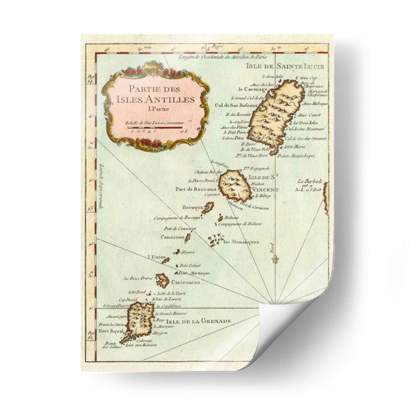 Petite Mapa De Las Islas Antillas Ii | Cuadro decorativo de Canvas Lab