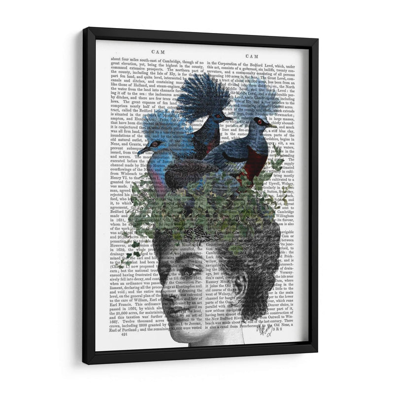 Mujer Con Pájaros Azules En La Cabeza - Fab Funky | Cuadro decorativo de Canvas Lab