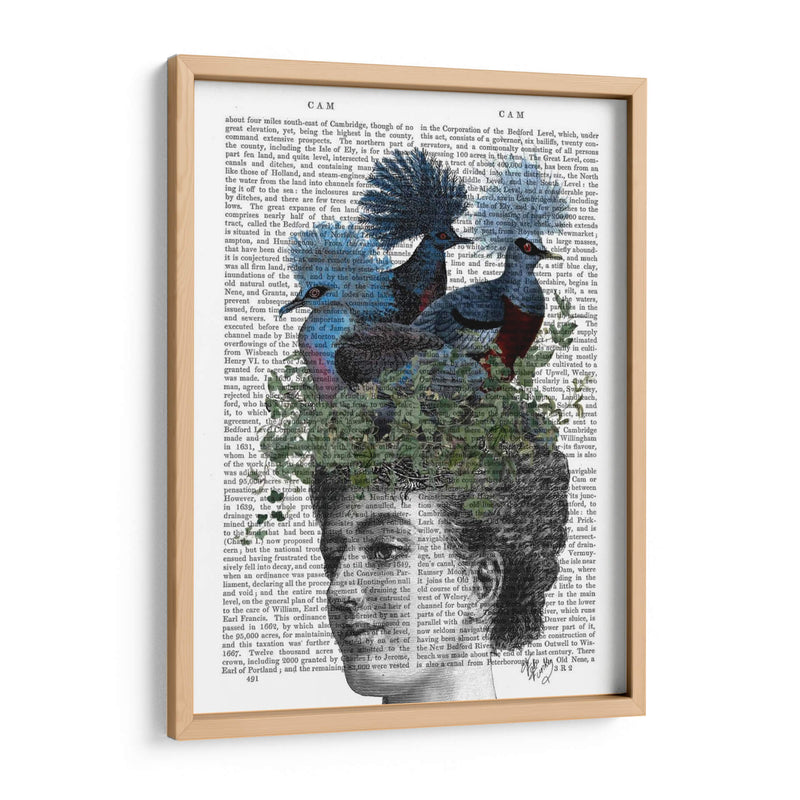 Mujer Con Pájaros Azules En La Cabeza - Fab Funky | Cuadro decorativo de Canvas Lab