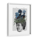 Mujer Con Pájaros Azules En La Cabeza - Fab Funky | Cuadro decorativo de Canvas Lab