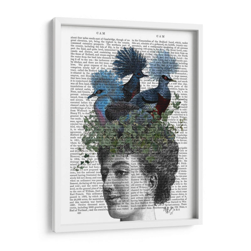 Mujer Con Pájaros Azules En La Cabeza - Fab Funky | Cuadro decorativo de Canvas Lab