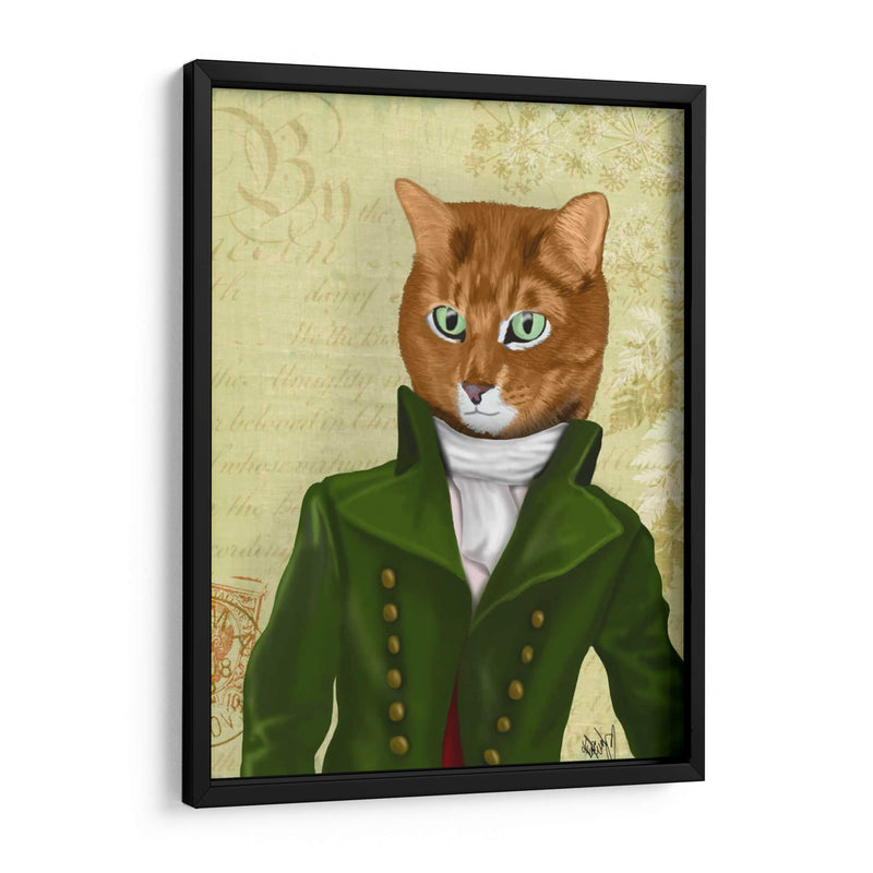 Gato De Jengibre En Abrigo Verde - Fab Funky | Cuadro decorativo de Canvas Lab