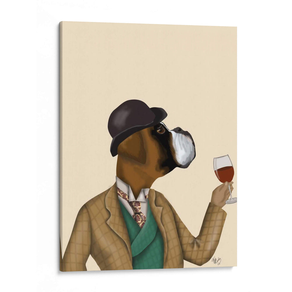 Boxer Wine Snob - Fab Funky | Cuadro decorativo de Canvas Lab