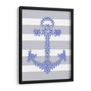Ancla De Estrellas De Mar Azul En Gris Y Blanco. - Fab Funky | Cuadro decorativo de Canvas Lab