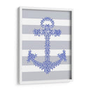 Ancla De Estrellas De Mar Azul En Gris Y Blanco. - Fab Funky | Cuadro decorativo de Canvas Lab