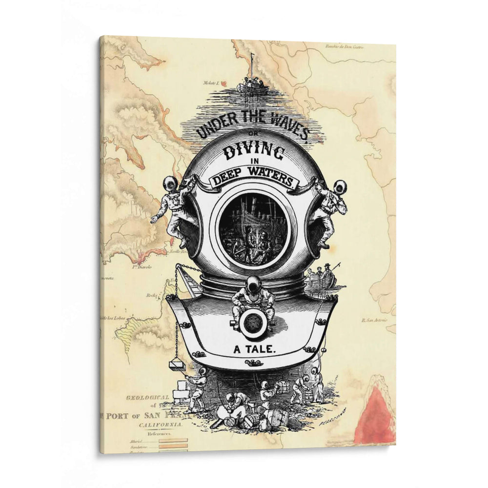 Casco De Buceo En El Mapa - Fab Funky | Cuadro decorativo de Canvas Lab
