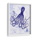 Octopus Azul 1 En Mapa Náutico - Fab Funky | Cuadro decorativo de Canvas Lab