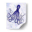 Octopus Azul 1 En Mapa Náutico - Fab Funky | Cuadro decorativo de Canvas Lab