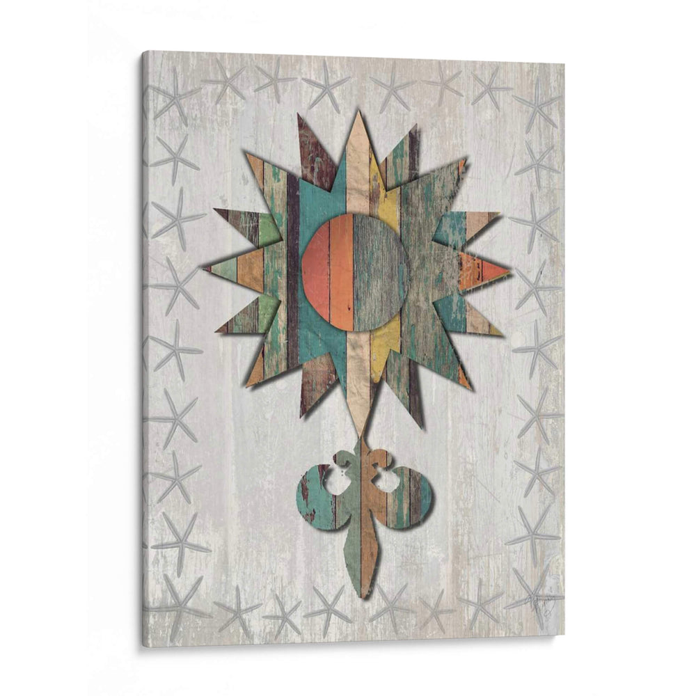 Estilo De Madera Angustiado Estrella Náutica 1 - Fab Funky | Cuadro decorativo de Canvas Lab