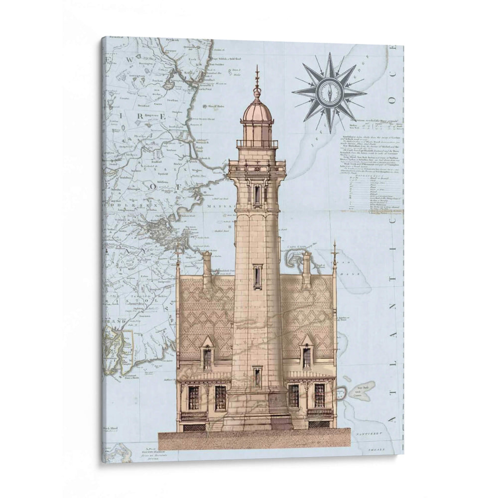 Faro Y Casa En Mapa Náutico. - Fab Funky | Cuadro decorativo de Canvas Lab