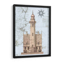 Faro Y Casa En Mapa Náutico. - Fab Funky | Cuadro decorativo de Canvas Lab