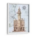 Faro Y Casa En Mapa Náutico. - Fab Funky | Cuadro decorativo de Canvas Lab