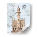 Faro Y Casa En Mapa Náutico. - Fab Funky | Cuadro decorativo de Canvas Lab