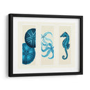 Tres Panel De Panel De Mar Eurchin De Mar Y Corte De Sea En Azul - Fab Funky | Cuadro decorativo de Canvas Lab