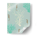 Coral Y Seahorse En Seafoam - Fab Funky | Cuadro decorativo de Canvas Lab