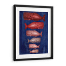 Familia De Ballena Roja En Azul - Fab Funky | Cuadro decorativo de Canvas Lab
