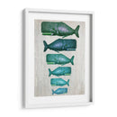 Familia De Ballena Verde En Blanco - Fab Funky | Cuadro decorativo de Canvas Lab