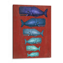 Familia De Ballena Azul En Rojo - Fab Funky | Cuadro decorativo de Canvas Lab