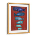 Familia De Ballena Azul En Rojo - Fab Funky | Cuadro decorativo de Canvas Lab