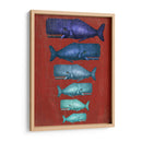 Familia De Ballena Azul En Rojo - Fab Funky | Cuadro decorativo de Canvas Lab