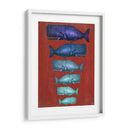 Familia De Ballena Azul En Rojo - Fab Funky | Cuadro decorativo de Canvas Lab