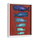 Familia De Ballena Azul En Rojo - Fab Funky | Cuadro decorativo de Canvas Lab