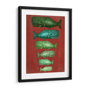 Familia De Ballena Verde En Rojo - Fab Funky | Cuadro decorativo de Canvas Lab