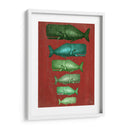 Familia De Ballena Verde En Rojo - Fab Funky | Cuadro decorativo de Canvas Lab