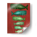 Familia De Ballena Verde En Rojo - Fab Funky | Cuadro decorativo de Canvas Lab
