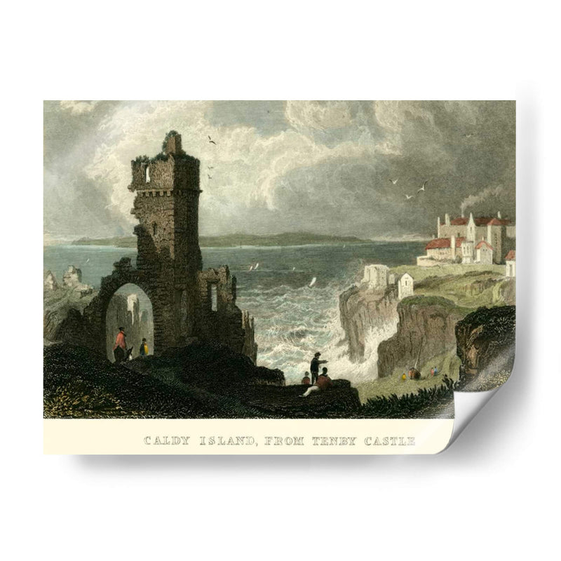 Caldy Island, Desde Tenby Castle. - T. Allom | Cuadro decorativo de Canvas Lab