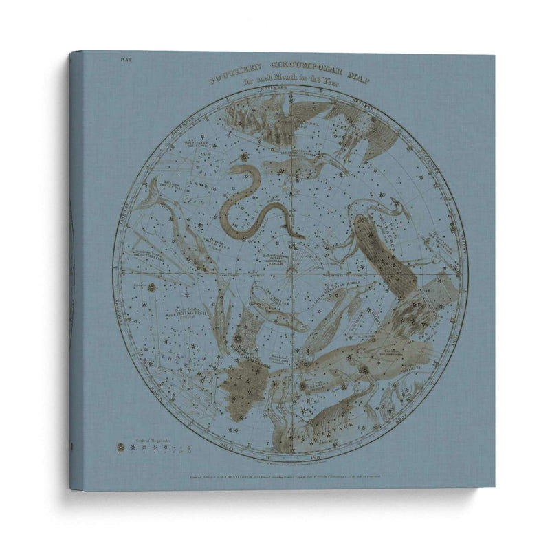 Mapa Circumpolar Sur - W.G. Evans | Cuadro decorativo de Canvas Lab