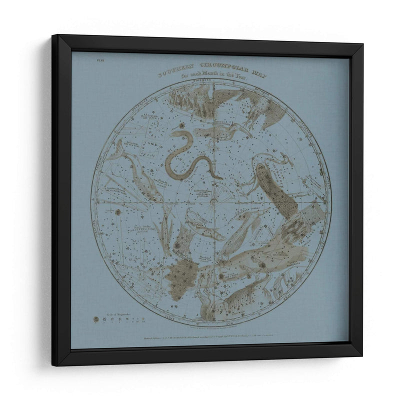 Mapa Circumpolar Sur - W.G. Evans | Cuadro decorativo de Canvas Lab