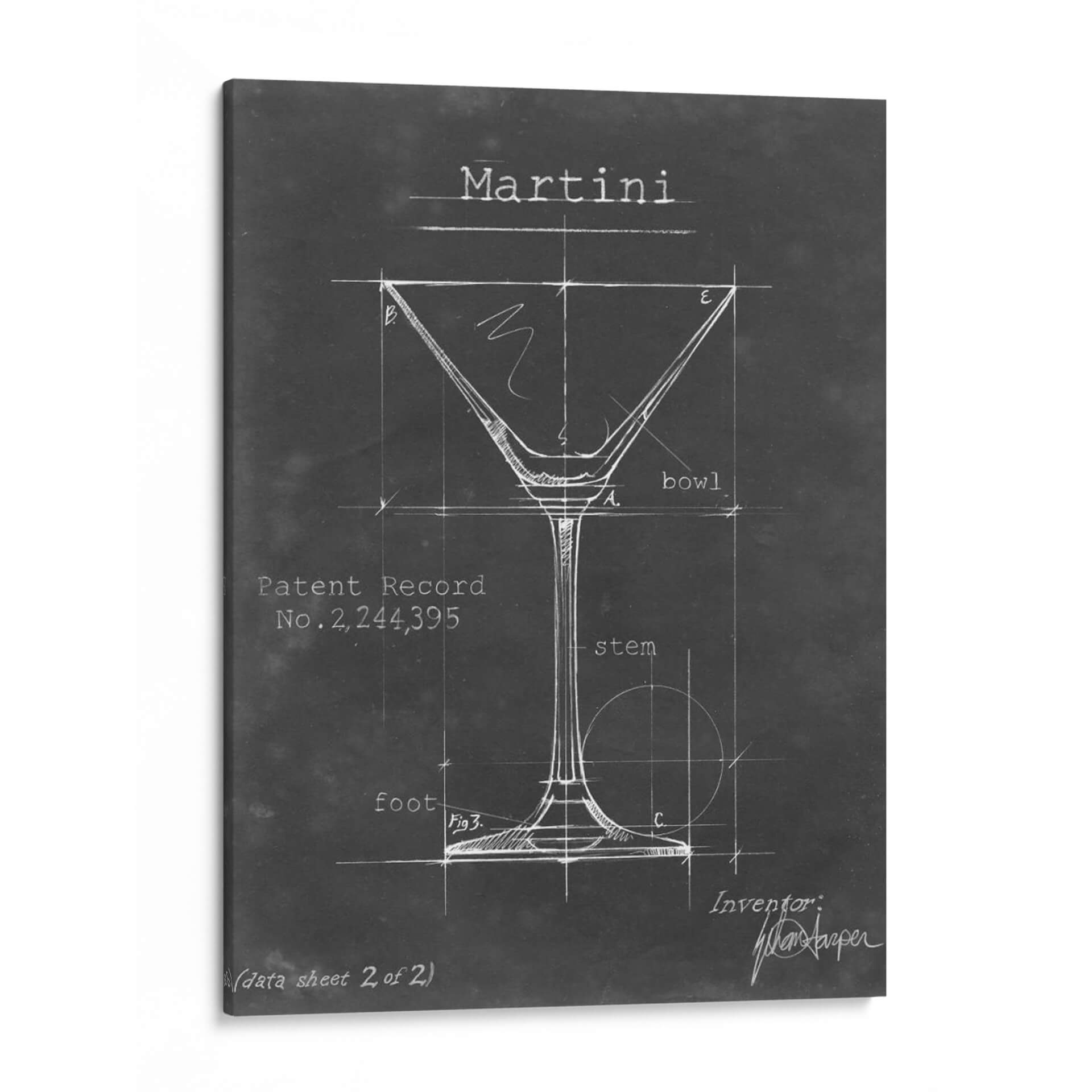 Barware Blueprint V - Ethan Harper Cuadro Decorativo, Canvas Lab
