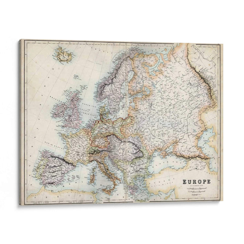 Mapa Pastel De Europa - G.H. Swanston | Cuadro decorativo de Canvas Lab