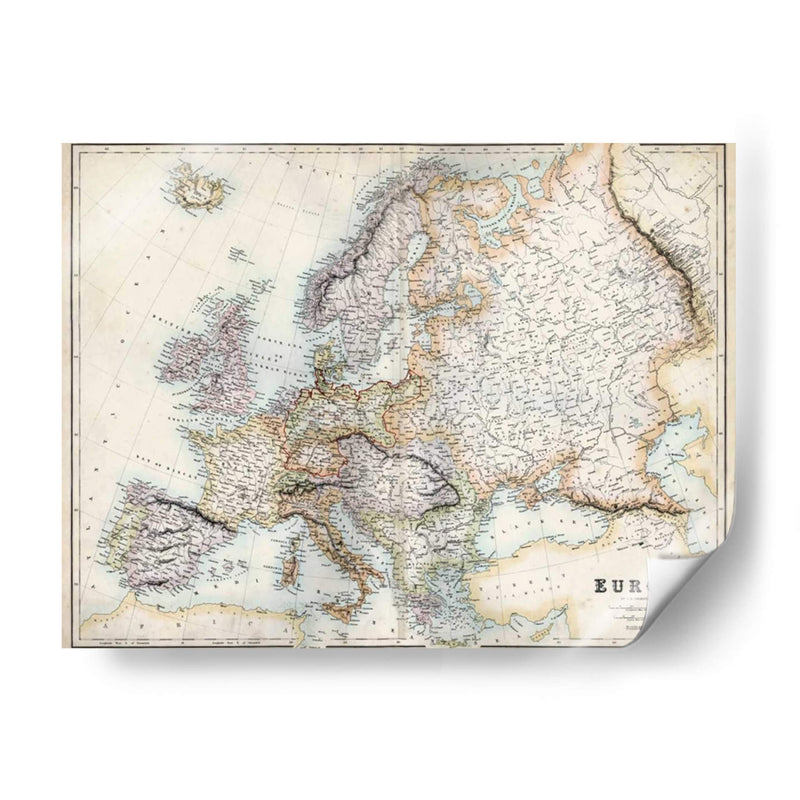 Mapa Pastel De Europa - G.H. Swanston | Cuadro decorativo de Canvas Lab