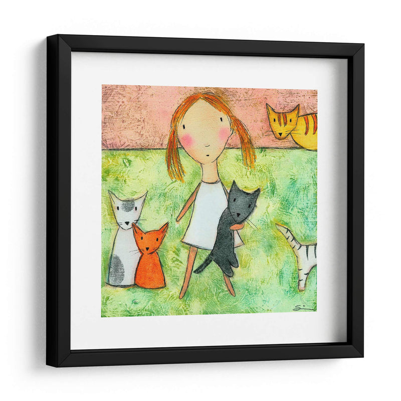 Chica Con Gatos - Carla Sonheim | Cuadro decorativo de Canvas Lab