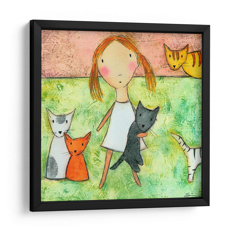 Chica Con Gatos - Carla Sonheim | Cuadro decorativo de Canvas Lab