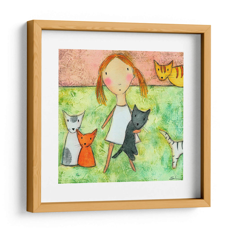 Chica Con Gatos - Carla Sonheim | Cuadro decorativo de Canvas Lab