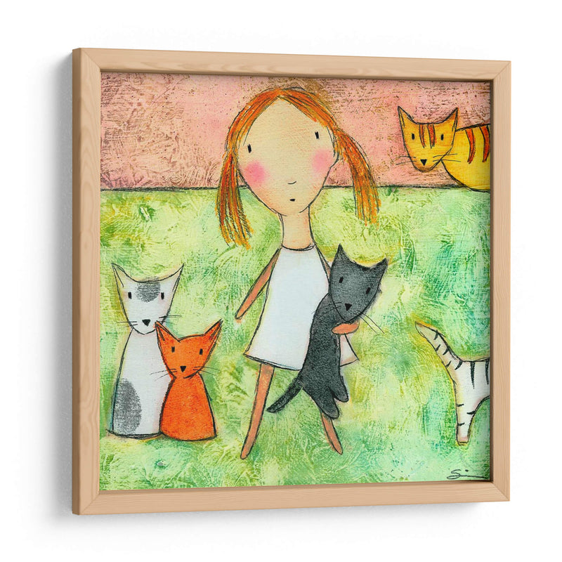 Chica Con Gatos - Carla Sonheim | Cuadro decorativo de Canvas Lab